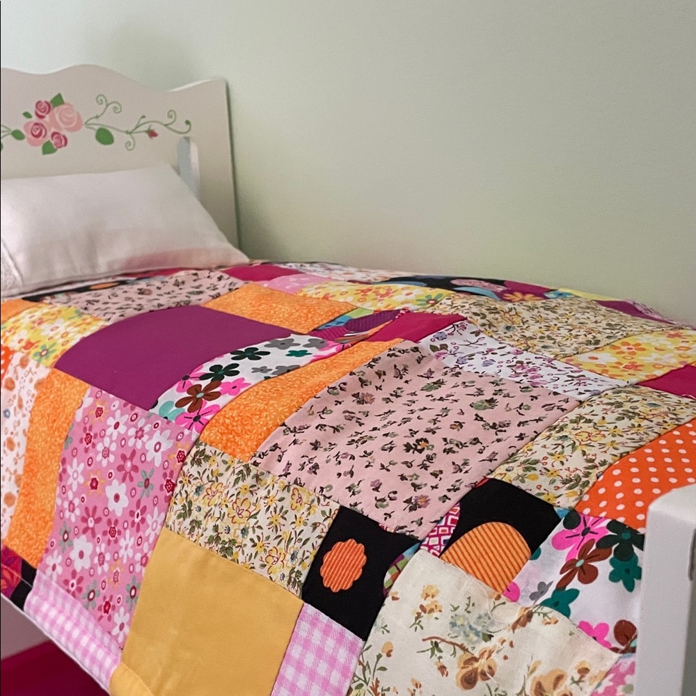 Patchwork Doll Quilt with Vibrant Colors